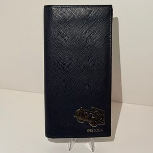 Dark Blue long Prada Wallet
